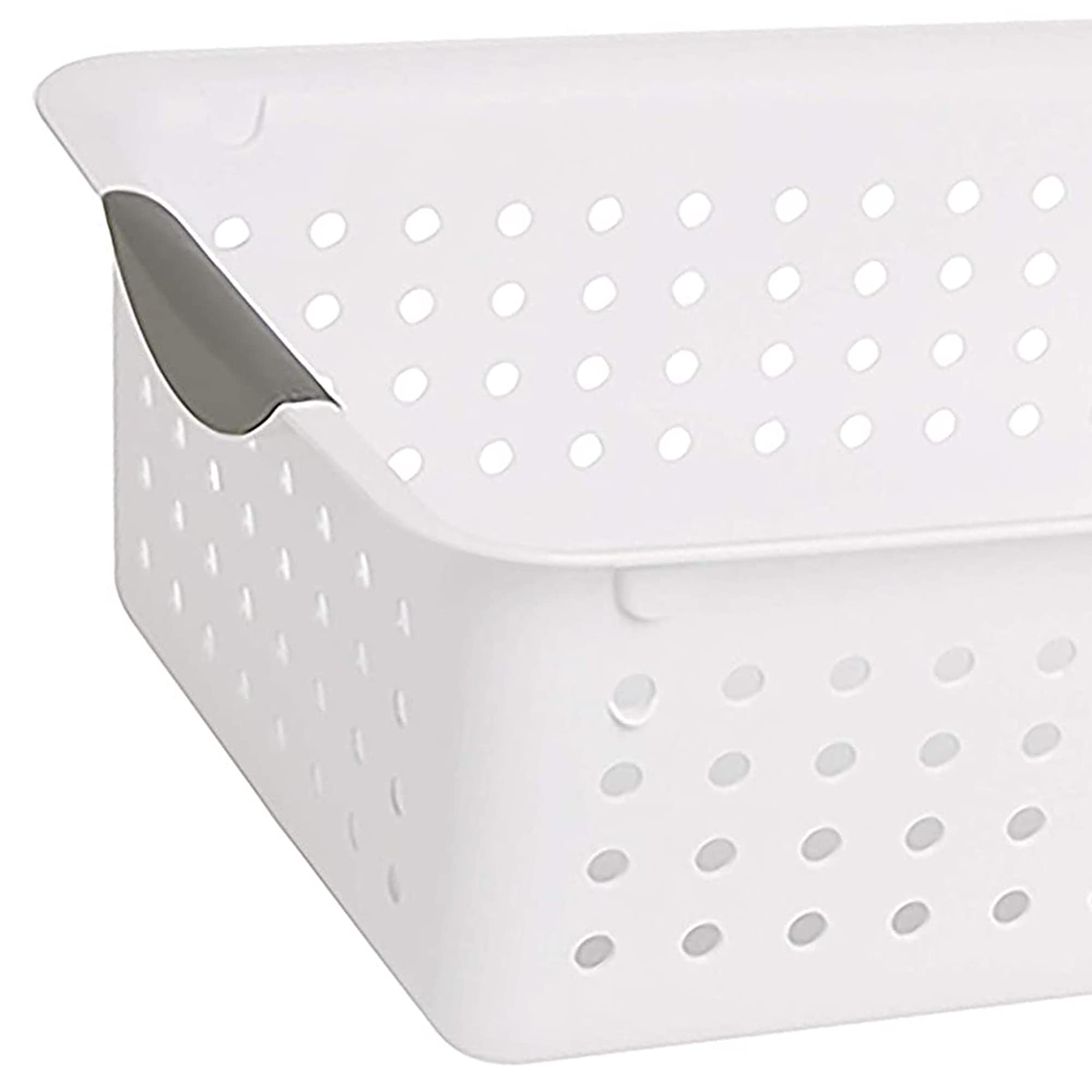 Sterilite Medium Ultra Basket, Storage Bin To Organize Closets, Cabinets, Pantry, Shelving And Countertop Space, White, 12-Pack